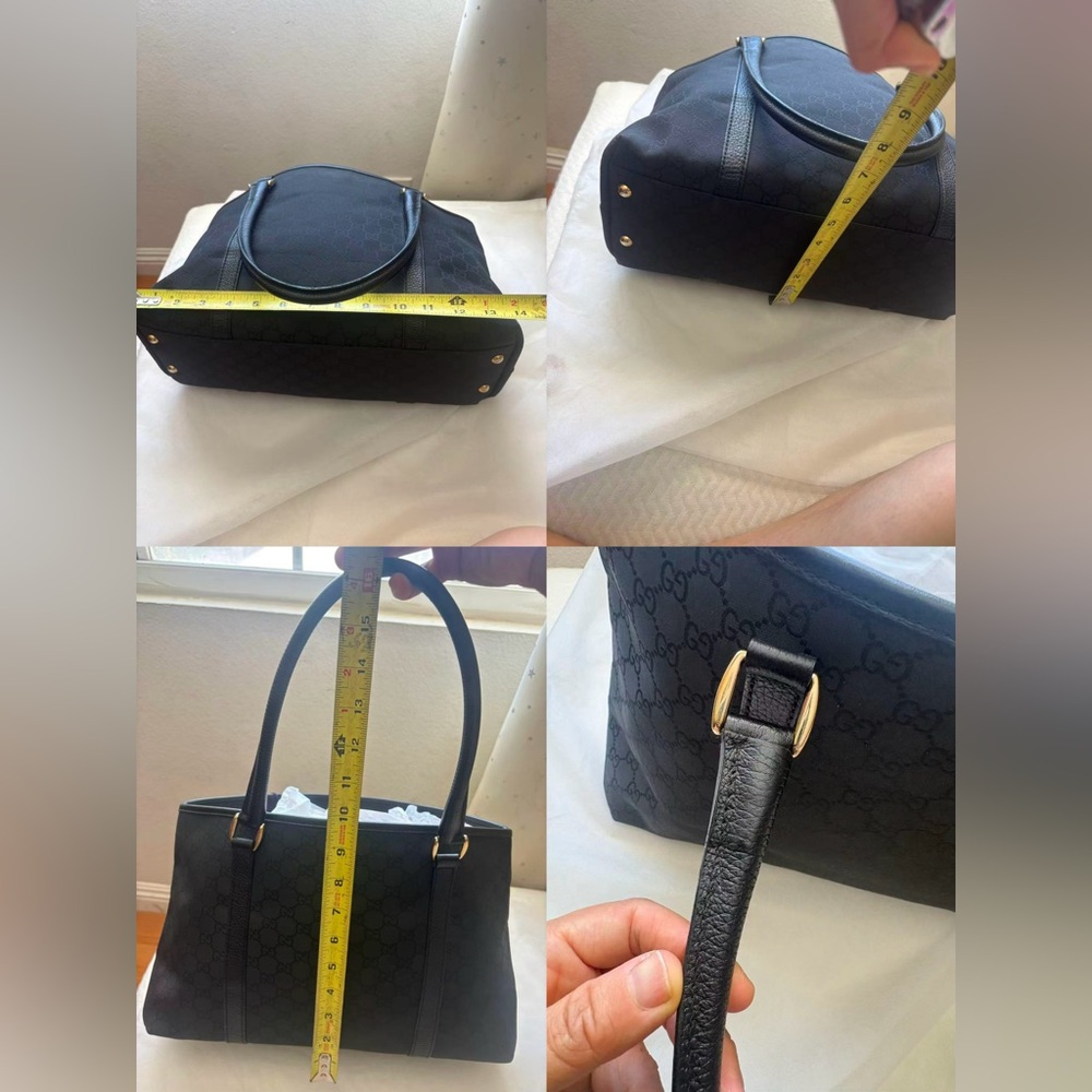 GUCCI GG Canvas Tote Bag Black Large Shopper Authentic Italy - Picture 11 of 16